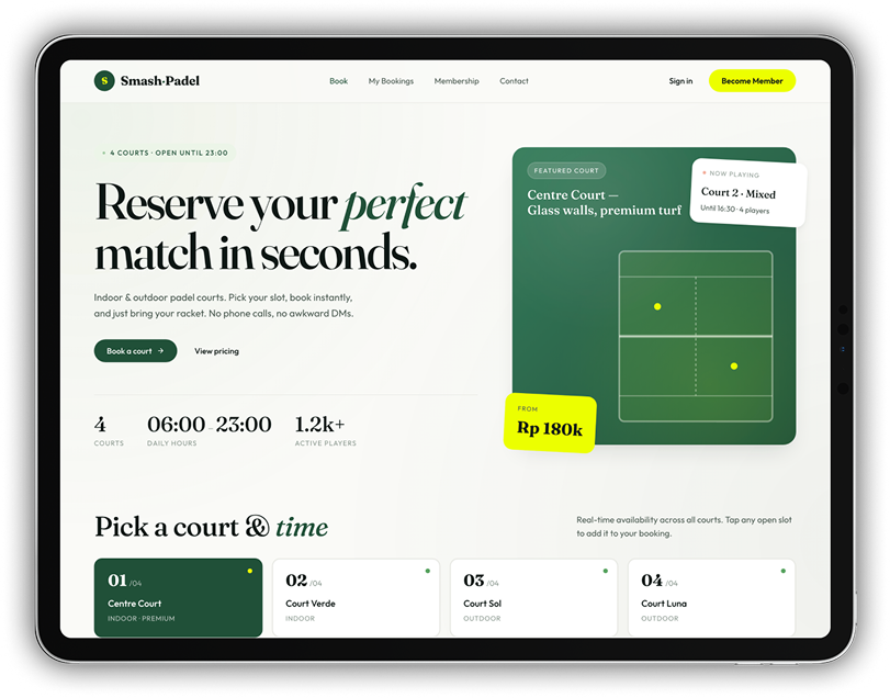SMASH PADEL - Padel Court Booking Website2