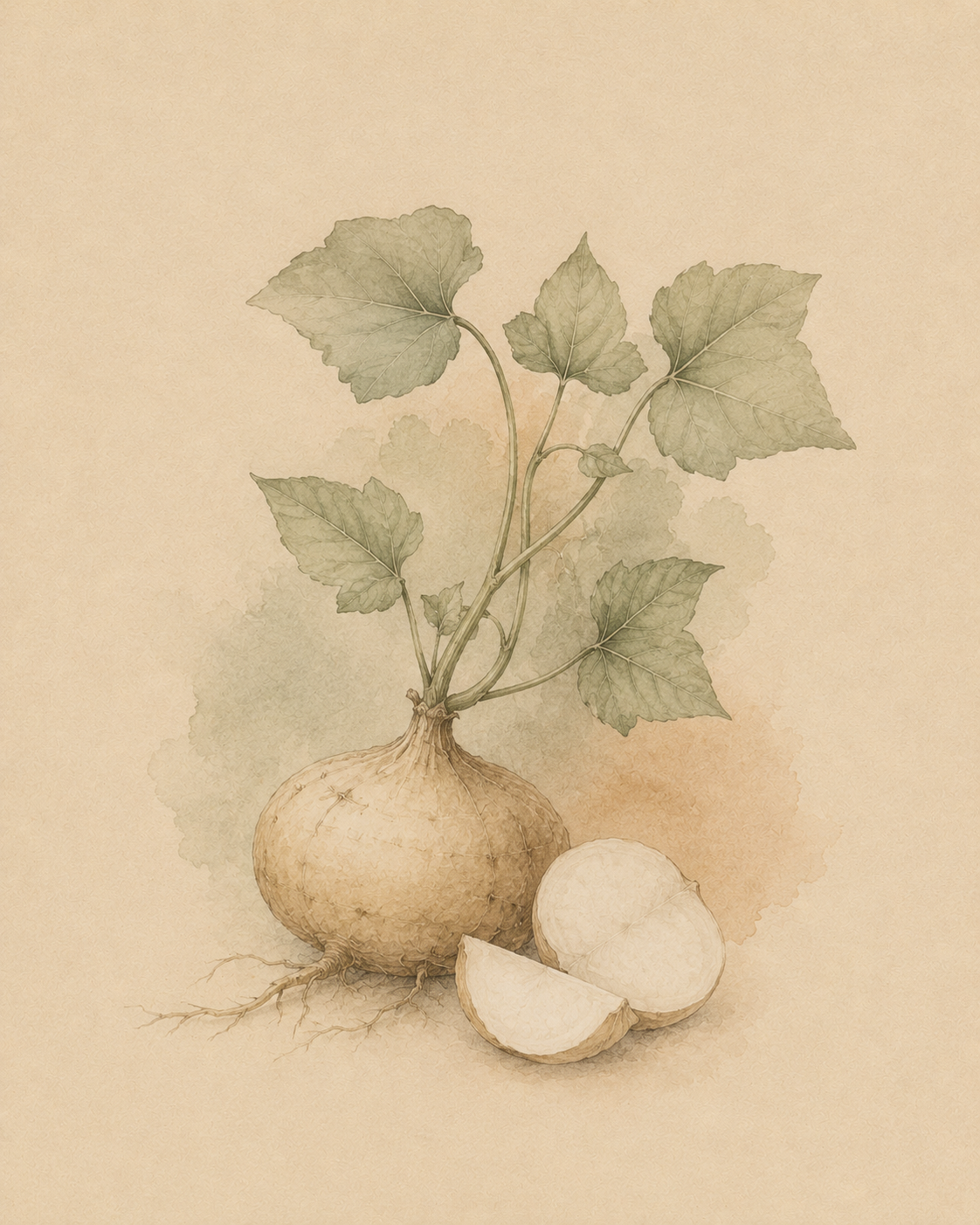 Line-art of a bengkuang root sprig